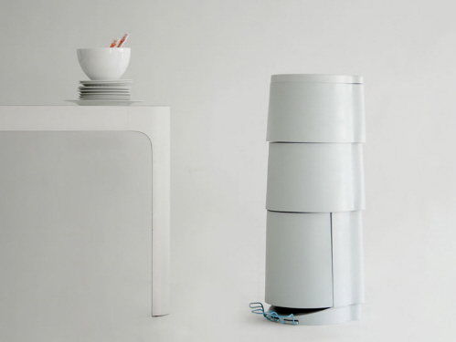 modern trash cans for recycling and dividing trash