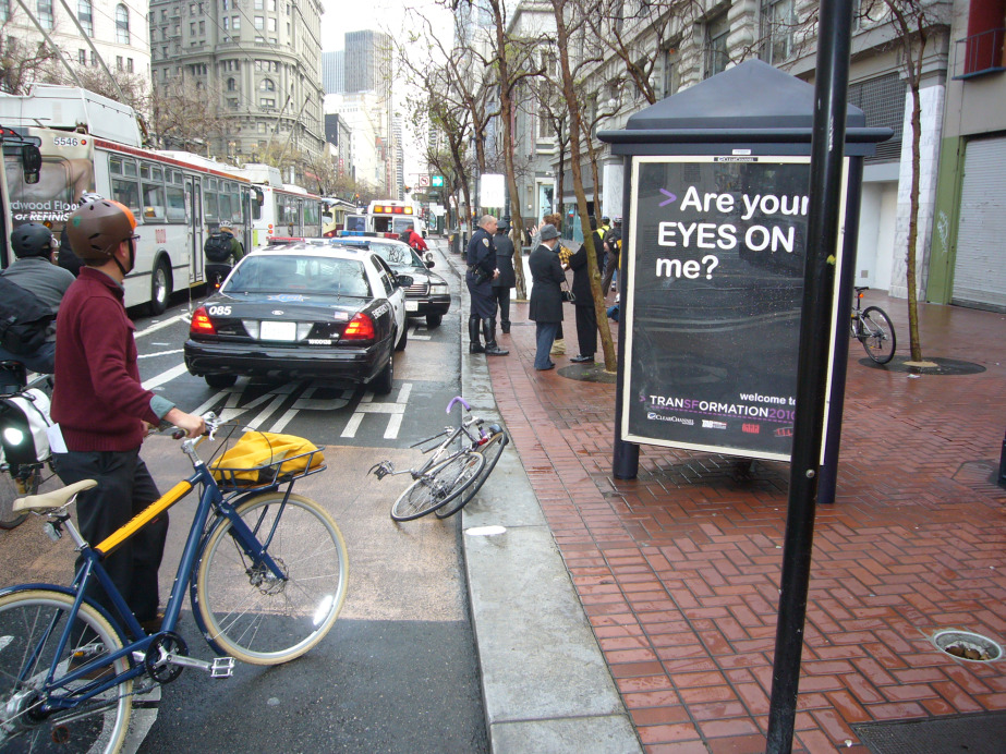 cyclists merge right
