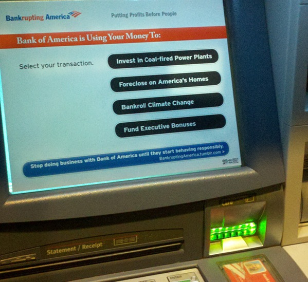 Guerilla activists hack Bank of America ATMs all over San Francisco « Mission Mission